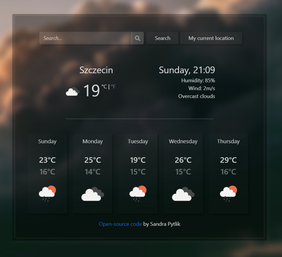 Weather app preview